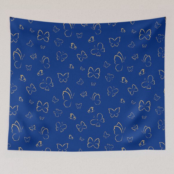 Item preview,  Butterfly Outline Pattern Gold and Blue Version 3 designed and sold by ClearAndHappy.