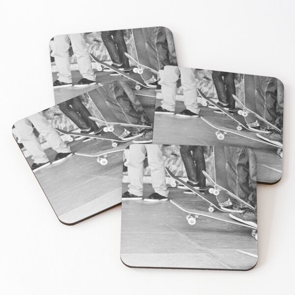 Item preview, skateboards group friends and sneakers hanging out gift, black and white photography designed and sold by cheekylorns.