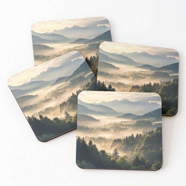 Item preview, Foggy Forest with Mountains, Wall Art designed and sold by NicolasGlowArt.
