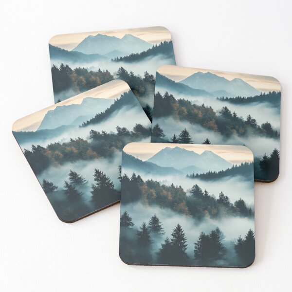 Artikelvorschau, Neblige Waldlandschaft, Wandkunst entworfen und verkauft von NicolasGlowArt.