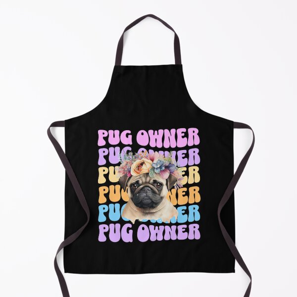 Item preview, Pug owner, pug wearing watercolour flowers designed and sold by BritishDelights.