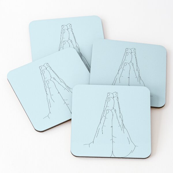 Item preview, Praying Hands Line Art Blue Version designed and sold by ClearAndHappy.