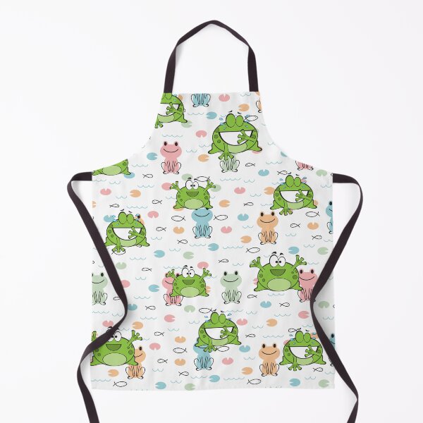 Item preview, Cute green frog on pastel frog and fish pattern designed and sold by BritishDelights.