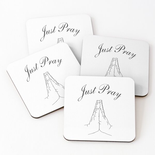 Item preview, Dibujo lineal de manos en oración con texto, versión "Solo reza" designed and sold by ClearAndHappy.