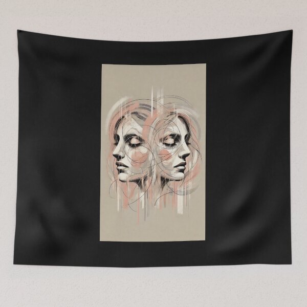 Item preview, Two Women’s Faces in White and Pastel Pink designed and sold by Blink Art Studio.