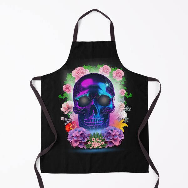 Item preview, Neon skull surrounded by flowers designed and sold by AvrilDesigns06.