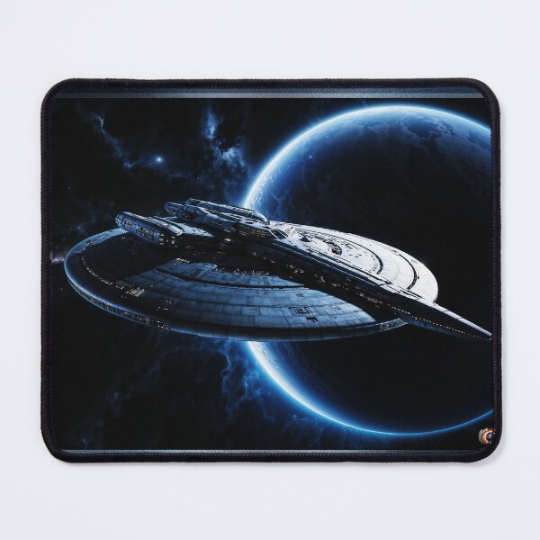 Item preview, The Majestic Spaceship Trelcore Explorer Orbiting Telos Epic AI Concept Art by Xzendor7 designed and sold by Xzendor7 Digital Art Creations.