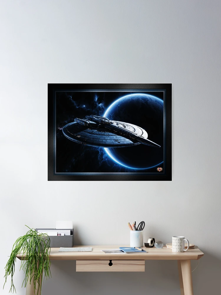 The Majestic Spaceship Trelcore Explorer Orbiting Telos Epic AI Concept Art by Xzendor7Wall  Decor Poster Art Print