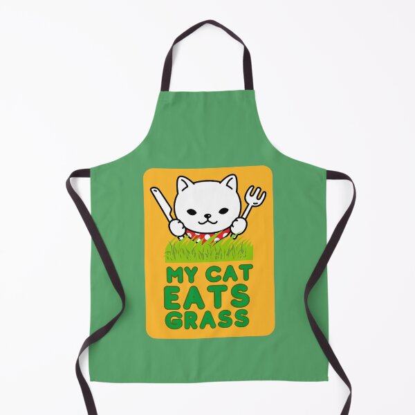 Item preview, My cat eats grass, funny cute cat ready to eat green grass designed and sold by BritishDelights.
