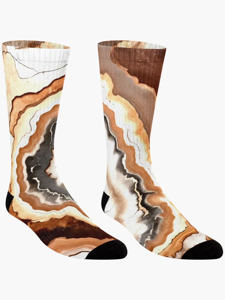Thumbnail 3 of 5, Socks, Rustic Earth Geode Pattern designed and sold by BirdsnStuff.