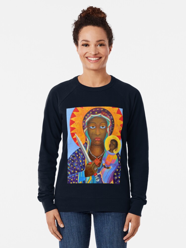Black Madonna Poland artwork Polish Madonna print Virgin Mary painting Our  Lady Religious painting Lightweight Sweatshirt