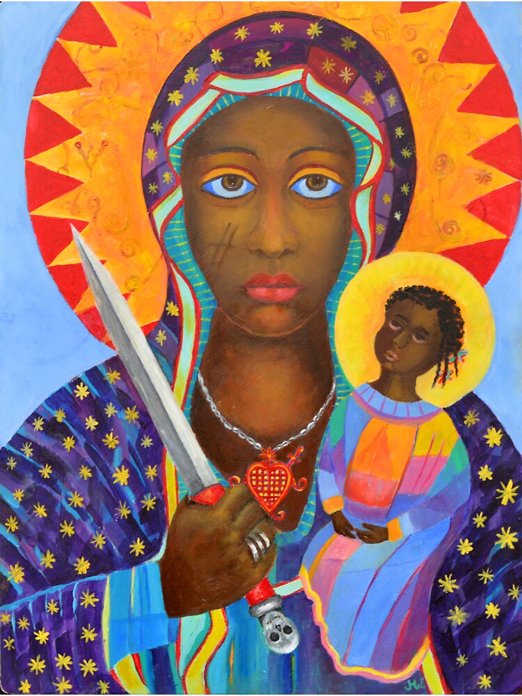 Black Madonna Poland artwork Polish Madonna print Virgin Mary painting Our Lady Religious painting by tanabe