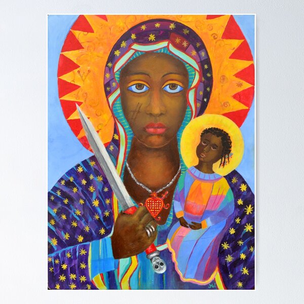 Item preview, Black Madonna Poland artwork Polish Madonna print Virgin Mary painting Our Lady Religious painting designed and sold by tanabe.