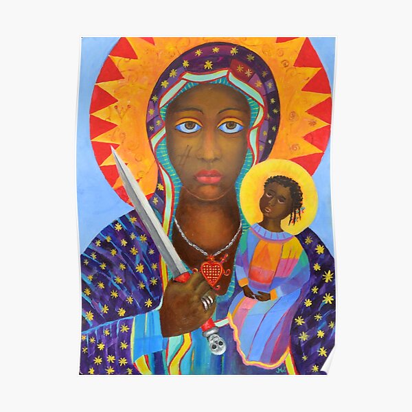 Black Madonna Poland artwork Polish Madonna print Virgin Mary painting Our Lady Religious painting Poster