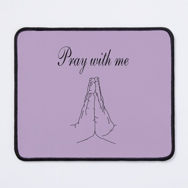 Item preview, Praying Hands Line Art With Text, Purple and White. Pray with Me Version designed and sold by ClearAndHappy.