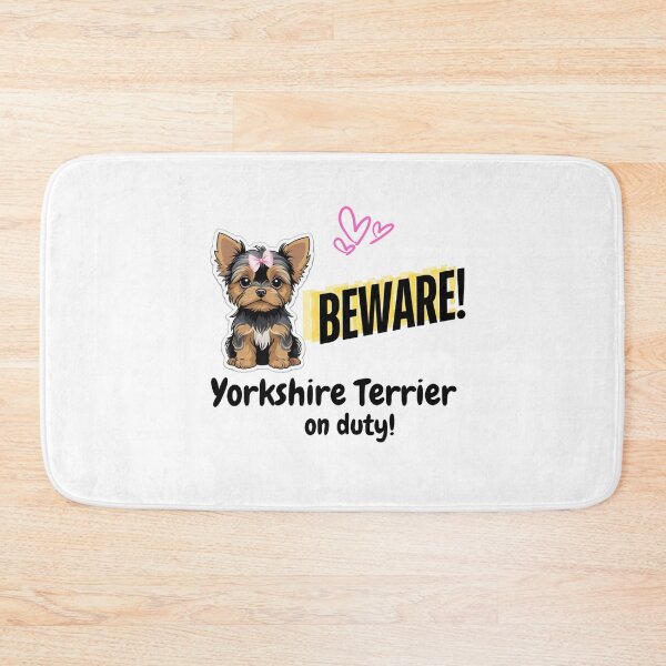 Item preview, Cute and Funny Yorkshire Terrier Dog Pet Beware Yorkshire Terrier on Duty designed and sold by FreeStyleTrend.