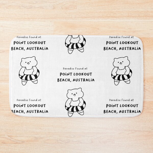 Item preview, Point Lookout Beach, Australia | Line-drawn Cat in a Float Ring | Handwritten-style Font designed and sold by RM-Journey.