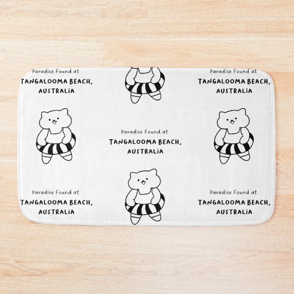 Item preview, Tangalooma Beach, Australia | Line-drawn Cat in a Float Ring | Handwritten-style Font designed and sold by RM-Journey.