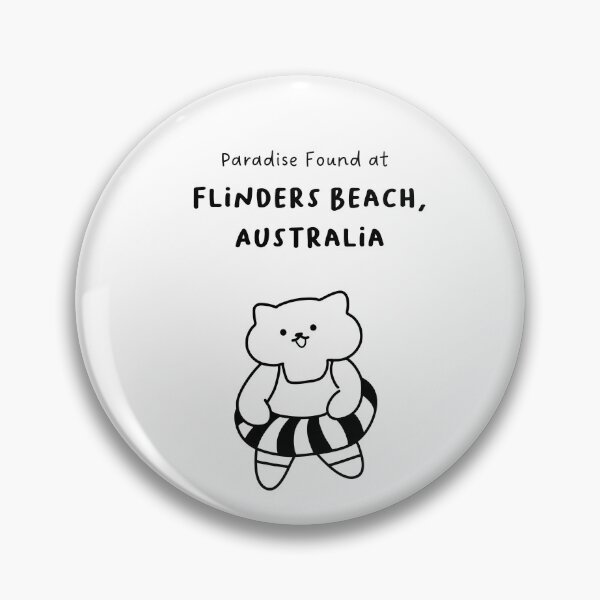 Item preview, Flinders Beach, Australia | Line-drawn Cat in a Float Ring | Handwritten-style Font designed and sold by RM-Journey.