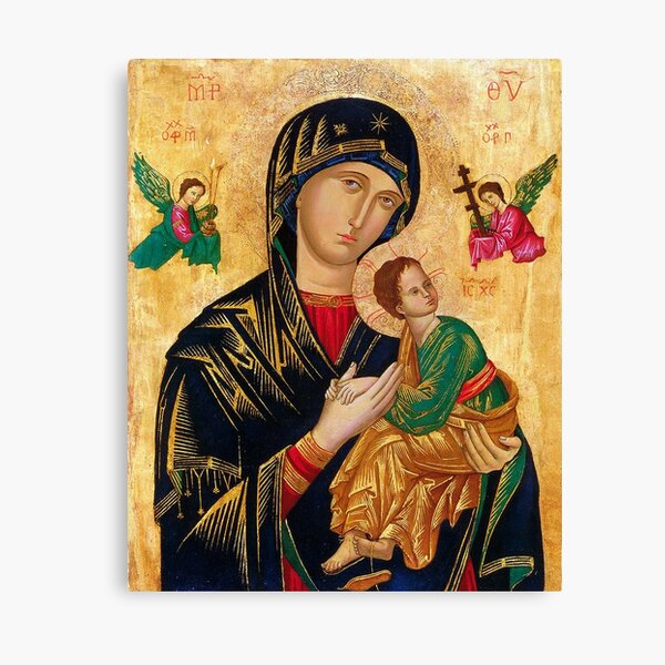 Our Lady of Perpetual Help, Russian orthodox icon, Madonna and Child, Virgin Mary Canvas Print