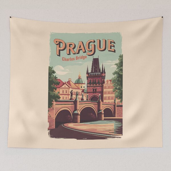 Item preview, Prague Czech Republic Travel Art Vintage designed and sold by KrisSidDesigns.