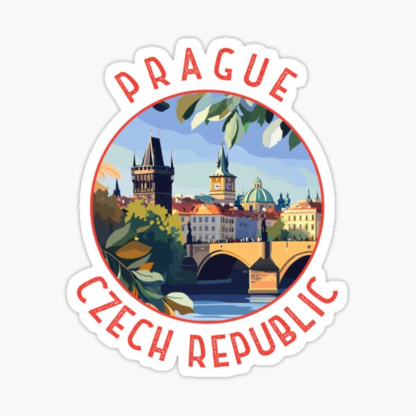 Item preview, Prague Czech Republic Retro Distressed Circle designed and sold by KrisSidDesigns.