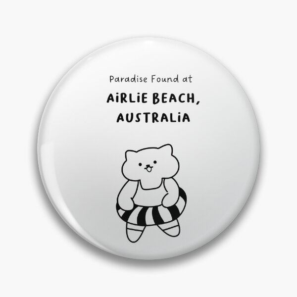 Item preview, Airlie Beach, Australia | Line-drawn Cat in a Float Ring | Handwritten-style Font designed and sold by RM-Journey.
