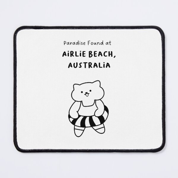 Item preview, Airlie Beach, Australia | Line-drawn Cat in a Float Ring | Handwritten-style Font designed and sold by RM-Journey.