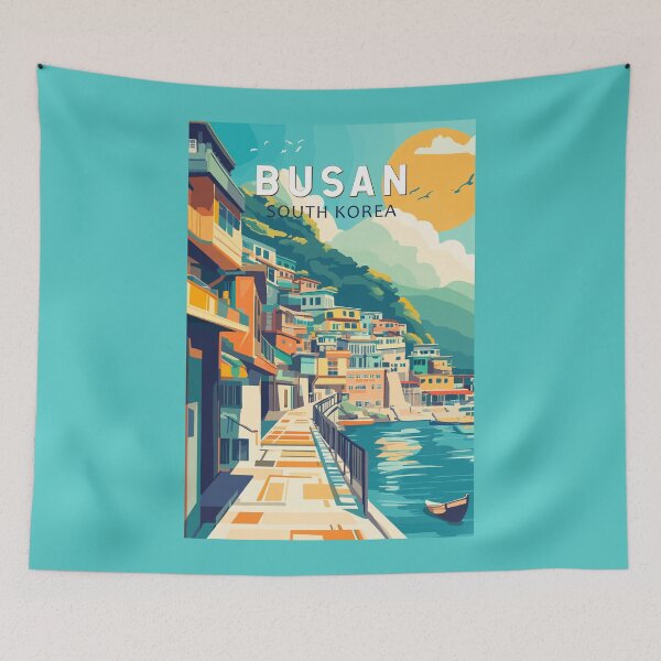 Item preview, Busan South Korea Travel Art Vintage designed and sold by KrisSidDesigns.
