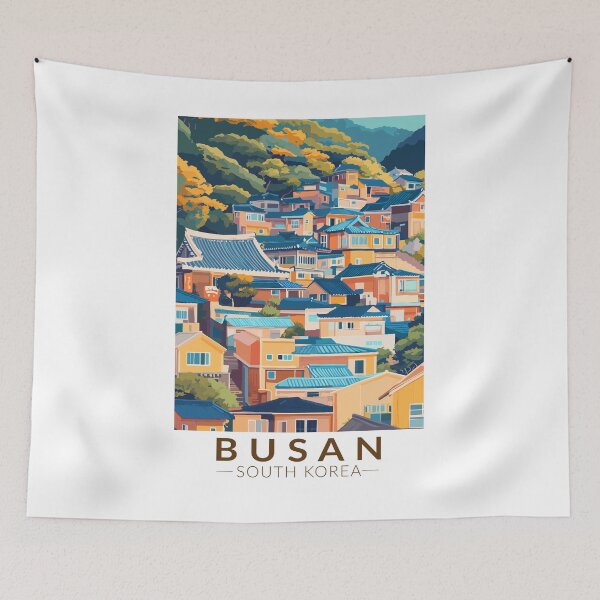 Item preview, Busan Gamcheon Culture Village Travel Art Vintage designed and sold by KrisSidDesigns.