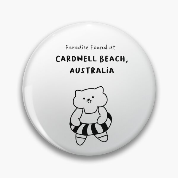 Item preview, Cardwell Beach, Australia | Line-drawn Cat in a Float Ring | Handwritten-style Font designed and sold by RM-Journey.
