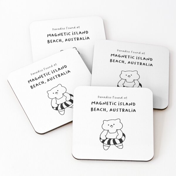 Item preview, Magnetic Island Beach, Australia | Line-drawn Cat in a Float Ring | Handwritten-style Font designed and sold by RM-Journey.