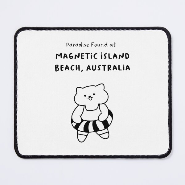 Item preview, Magnetic Island Beach, Australia | Line-drawn Cat in a Float Ring | Handwritten-style Font designed and sold by RM-Journey.