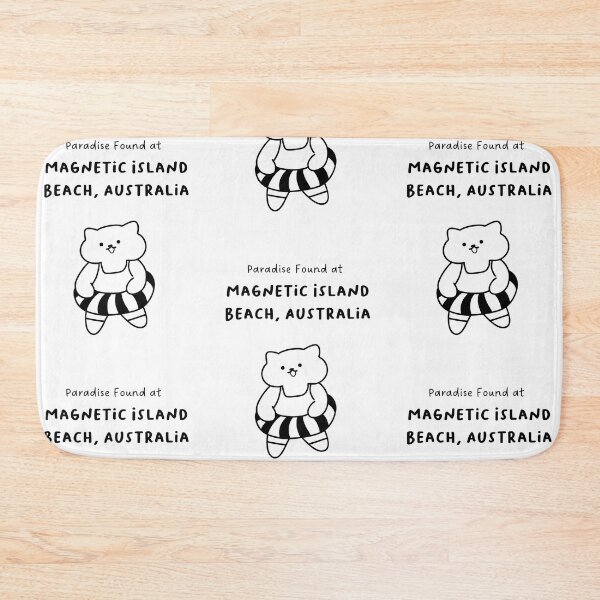 Item preview, Magnetic Island Beach, Australia | Line-drawn Cat in a Float Ring | Handwritten-style Font designed and sold by RM-Journey.