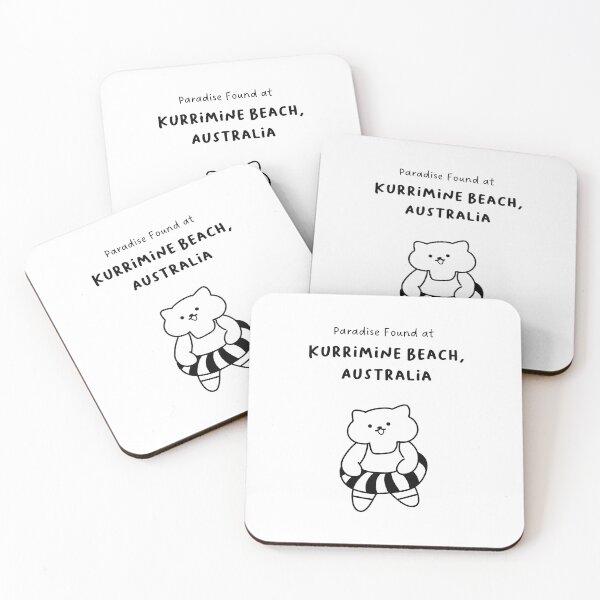 Item preview, Kurrimine Beach, Australia | Line-drawn Cat in a Float Ring | Handwritten-style Font designed and sold by RM-Journey.