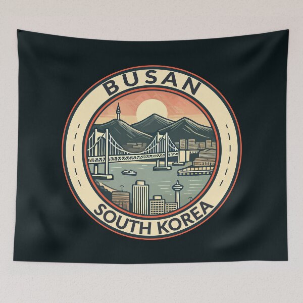 Item preview, Busan South Korea Illustration Travel Art Badge designed and sold by KrisSidDesigns.