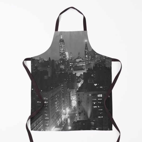 Item preview, Vintage 1939 Manhattan | A rainy evening in New York City, looking north from University Place | black and white photographic city skyline and lights art print designed and sold by Jéanpaul Ferro.
