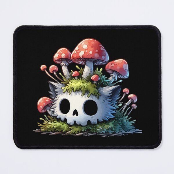 Item preview, Kawaii Overgrown Cat Skull Mushroom designed and sold by TomFrontierArt.
