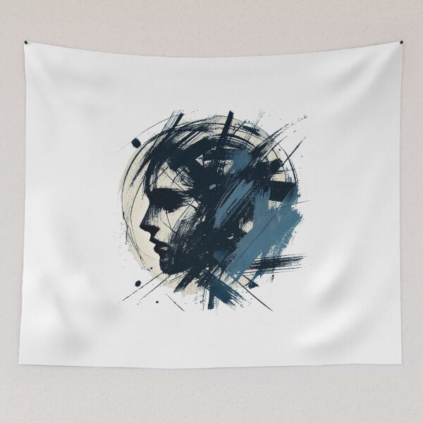 Item preview, Abstract Face in Black and Blue designed and sold by Blink Art Studio.