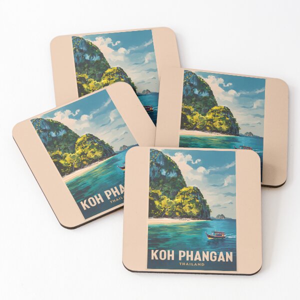 Item preview, Koh Phangan Thailand Travel Art Vintage designed and sold by KrisSidDesigns.