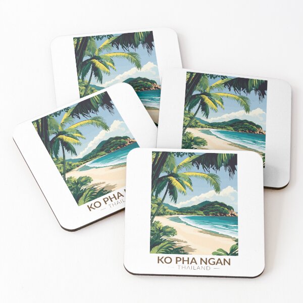Item preview, Koh Pha Ngan Thailand Travel Art Vintage designed and sold by KrisSidDesigns.