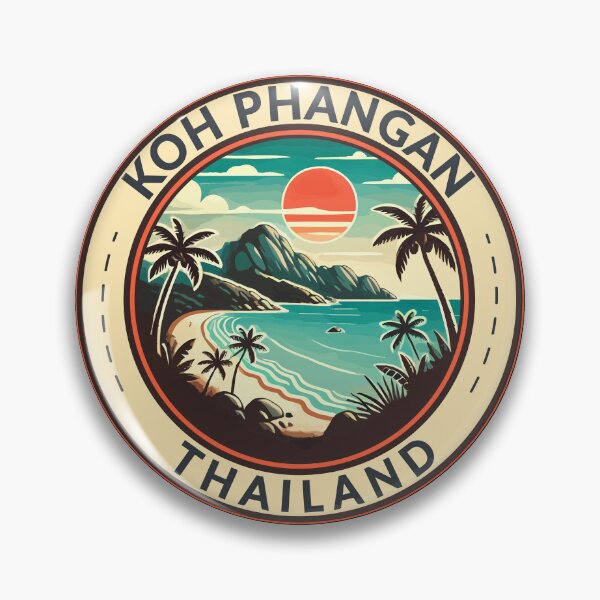 Item preview, Koh Phangan Thailand Illustration Travel Art Badge designed and sold by KrisSidDesigns.