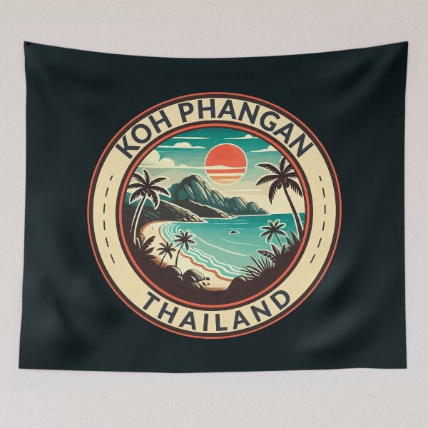 Item preview, Koh Phangan Thailand Illustration Travel Art Badge designed and sold by KrisSidDesigns.