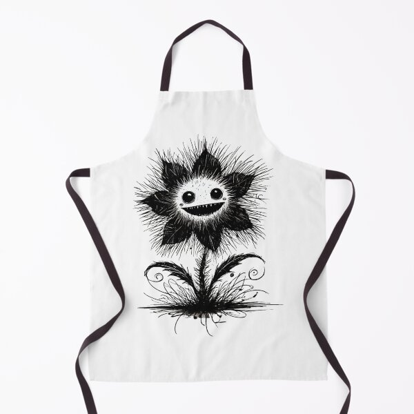 Item preview, Black and White Scruffy Flower Monster - Quirky Creature designed and sold by Blink Art Studio.