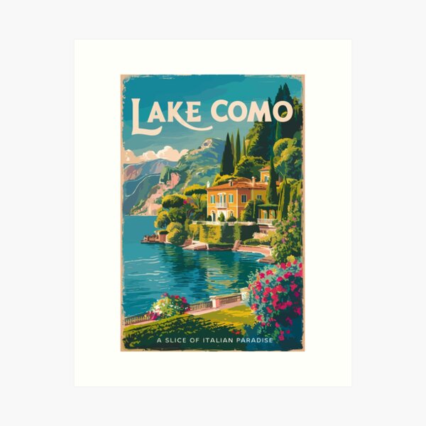 Item preview, Lake Como Painterly Travel Art Vintage designed and sold by KrisSidDesigns.