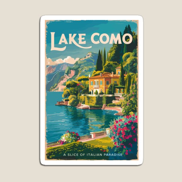 Item preview, Lake Como Painterly Travel Art Vintage designed and sold by KrisSidDesigns.