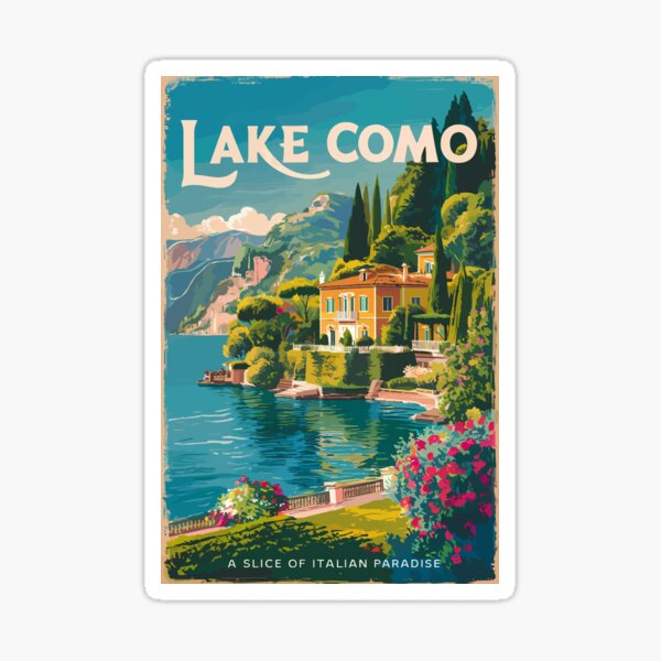 Vista previa del artículo con la obra «Arte pictórico de viajes del lago Como, vintage», diseñado y vendido por KrisSidDesigns.