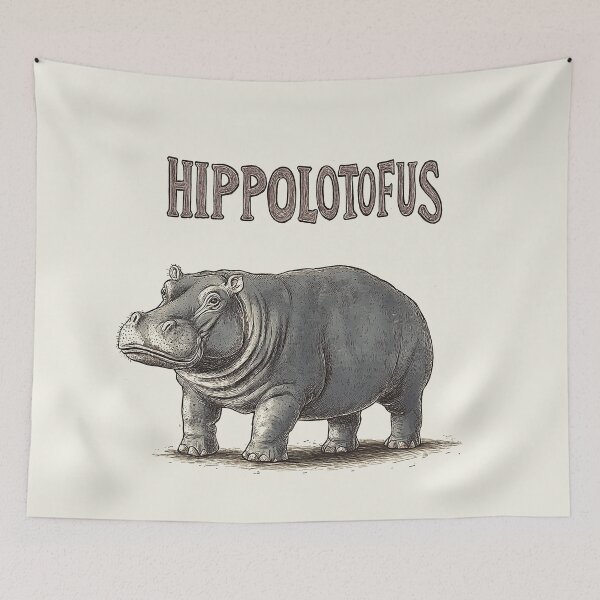 Item preview, Hippolotofus: Playful Vintage Hippo Illustration designed and sold by Retro Travel Design.