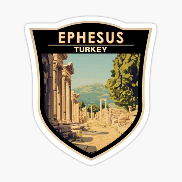 Ephesus Turkey Travel Art Badge Sticker