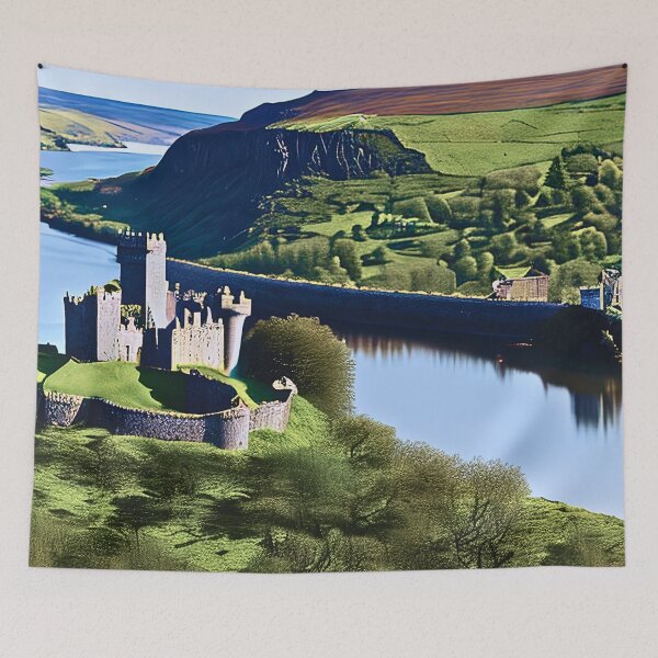 Item preview, A castle situated on a hilltop near a large, calm river. designed and sold by Atmosferica.
